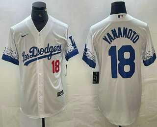 Men%27s Los Angeles Dodgers #18 Yoshinobu Yamamoto Number White 2021 City Connect Cool Base Stitched Jersey->los angeles dodgers->MLB Jersey